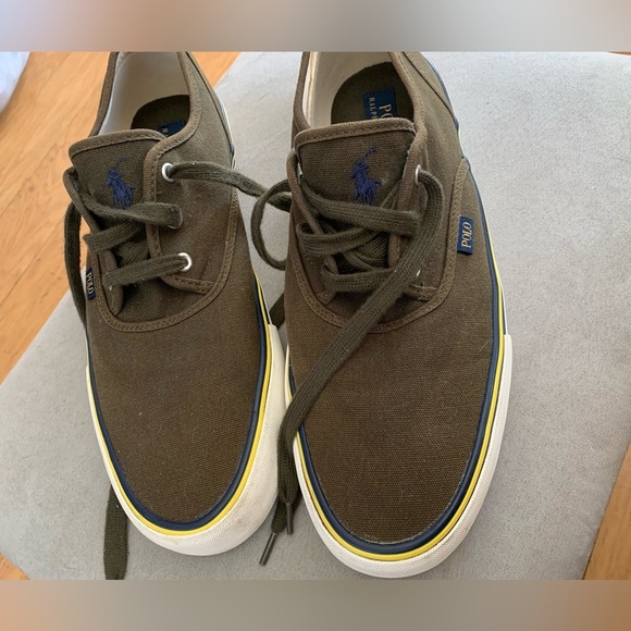 Men’s Polo by Ralph Lauren Morray Olive Canvas Lifestyle Shoes - Picture 2 of 6